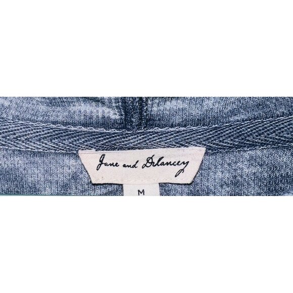 Jane & Delancey Blue Waffle Knit Hoodie Sweatshirt Medium Cotton/Polyester - Picture 3 of 5